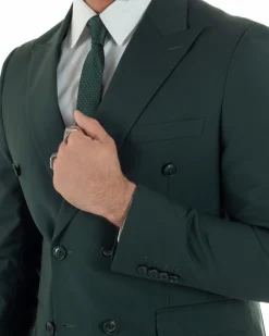Abito uomo doppiopetto completo viscosa giacca pantaloni elegante verde GIOSAL-AE1209A