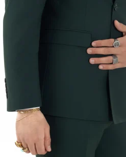 Abito uomo doppiopetto completo viscosa giacca pantaloni elegante verde GIOSAL-AE1209A