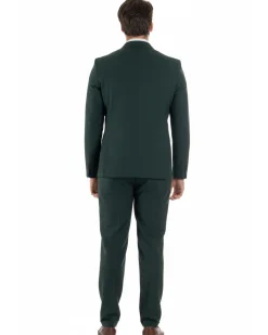 Abito uomo doppiopetto completo viscosa giacca pantaloni elegante verde GIOSAL-AE1209A