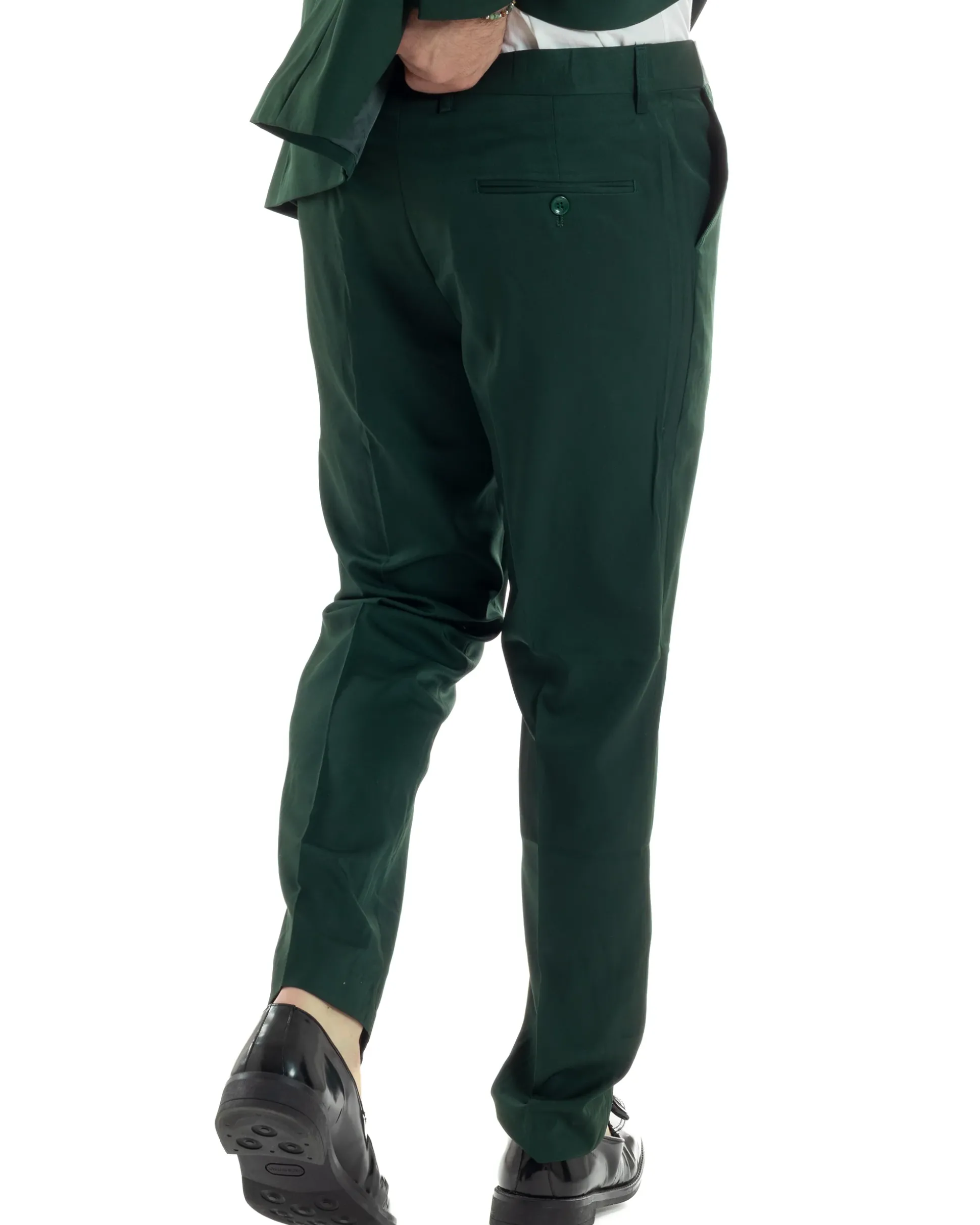 Abito Uomo Doppiopetto Quattro Bottoni Vestito Completo Smoking Rever Sciallato Raso Verde AE1111A