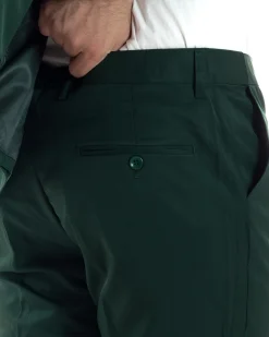 Abito Uomo Doppiopetto Quattro Bottoni Vestito Completo Smoking Rever Sciallato Raso Verde AE1111A