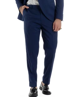 Abito Uomo Doppiopetto Quattro Bottoni Vestito Completo Smoking Rever Sciallato Raso Blu AE1112A