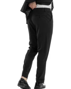 Abito Uomo Doppiopetto Quattro Bottoni Vestito Completo Smoking Rever Sciallato Raso Nero AE1110A