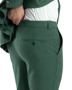 Abito Uomo Doppiopetto Vestito Completo Giacca Pantaloni Bottoni Metallo Verde Melangiato AE1057A
