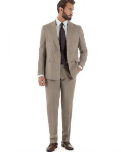 Abito uomo doppiopetto vestito gessato sartoriale rigato sottile tortora GIOSAL-AE1239A