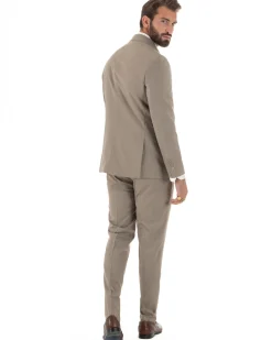Abito uomo doppiopetto vestito gessato sartoriale rigato sottile tortora GIOSAL-AE1239A