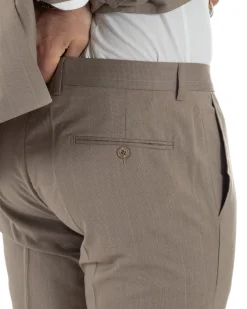 Abito uomo doppiopetto vestito gessato sartoriale rigato sottile tortora GIOSAL-AE1239A