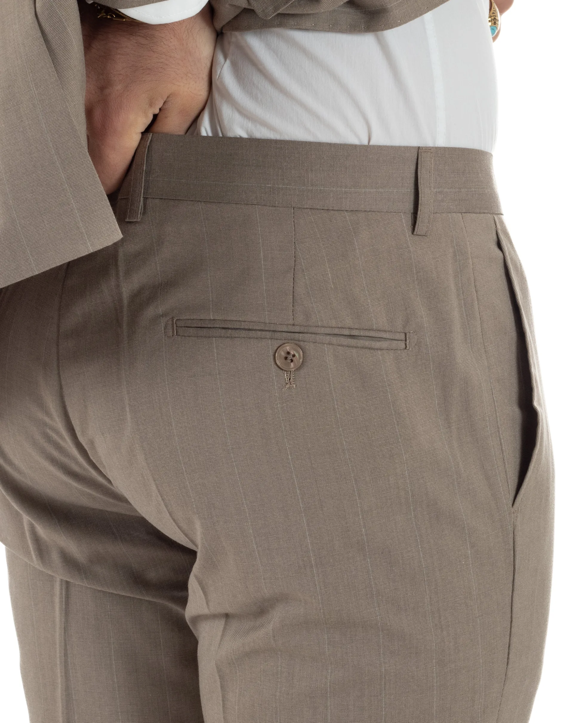 Abito uomo doppiopetto vestito gessato sartoriale rigato sottile tortora GIOSAL-AE1239A