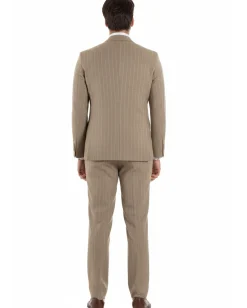 Abito uomo doppiopetto vestito gessato sartoriale rigato beige GIOSAL-AE1215A