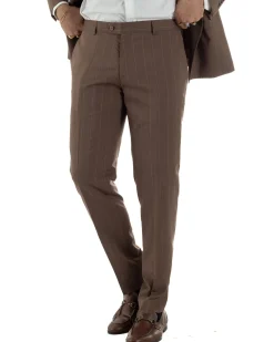 Abito uomo doppiopetto vestito gessato sartoriale rigato sottile marrone GIOSAL-AE1240A