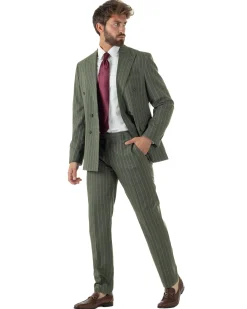 Abito uomo doppiopetto vestito gessato sartoriale rigato verde GIOSAL-AE1230A