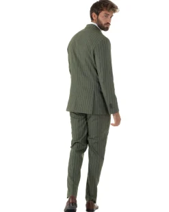 Abito uomo doppiopetto vestito gessato sartoriale rigato verde GIOSAL-AE1230A