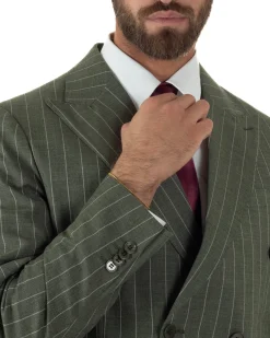 Abito uomo doppiopetto vestito gessato sartoriale rigato verde GIOSAL-AE1230A