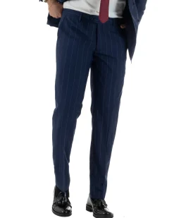 Abito uomo doppiopetto vestito gessato sartoriale rigato sottile blu GIOSAL-AE1241A
