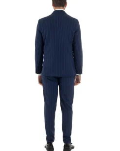 Abito uomo doppiopetto vestito gessato sartoriale rigato sottile blu GIOSAL-AE1241A
