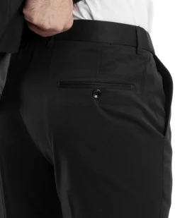 Abito Uomo Doppiopetto Vestito Completo Giacca Rever In Raso Pantaloni Smoking Nero AE1051A