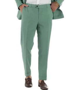 Abito Uomo Doppiopetto Vestito Completo Giacca Pantaloni Bottoni Metallo Verde Salvia AE1162A
