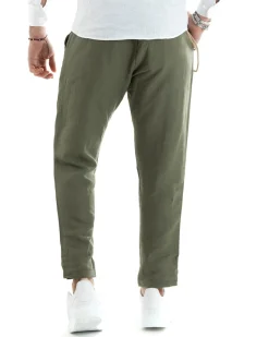 Abito uomo doppiopetto vestito sartoriale lino verde militare GIOSAL-OU2330A