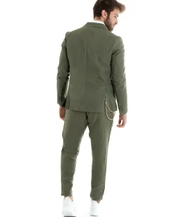 Abito uomo doppiopetto vestito sartoriale lino verde militare GIOSAL-OU2330A