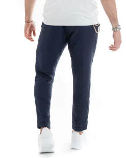 Abito uomo doppiopetto vestito sartoriale lino blu GIOSAL-OU2331A