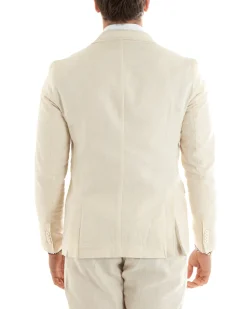 Abito uomo doppiopetto vestito sartoriale lino beige GIOSAL-OU2329A
