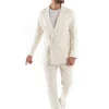 Abito Uomo Doppiopetto Vestito Velluto Completo Giacca Pantaloni Panna Elegante Cerimonia GIOSAL-OU2194A