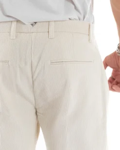 Abito Uomo Doppiopetto Vestito Velluto Completo Giacca Pantaloni Panna Elegante Cerimonia GIOSAL-OU2194A