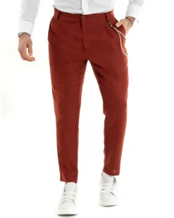 Abito uomo doppiopetto vestito sartoriale lino mattone GIOSAL-OU2335A