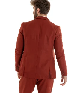 Abito uomo doppiopetto vestito sartoriale lino mattone GIOSAL-OU2335A
