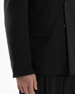 Abito Uomo Doppiopetto Viscosa Relaxed Fit Completo Giacca Rever A Lancia Pantaloni Pinces Fondo Largo Baggy Casual Nero GIOSAL-AE1120A