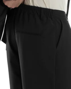 Abito Uomo Doppiopetto Viscosa Relaxed Fit Completo Giacca Rever A Lancia Pantaloni Pinces Fondo Largo Baggy Casual Nero GIOSAL-AE1120A