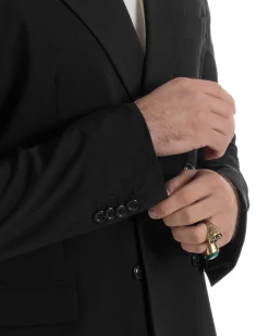Abito Uomo Doppiopetto Viscosa Relaxed Fit Completo Giacca Rever A Lancia Pantaloni Pinces Fondo Largo Baggy Casual Nero GIOSAL-AE1120A