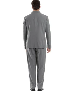 Abito Uomo Doppiopetto Viscosa Relaxed Fit Completo Giacca Rever A Lancia Pantaloni Pinces Fondo Largo Baggy Casual Grigio GIOSAL-AE1119A