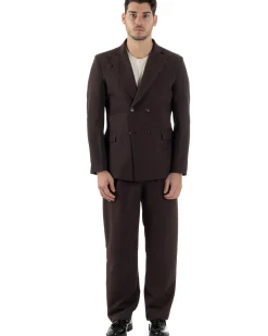 Abito Uomo Doppiopetto Viscosa Relaxed Fit Completo Giacca Rever A Lancia Pantaloni Pinces Fondo Largo Baggy Casual Moro GIOSAL-AE1123A