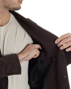 Abito Uomo Doppiopetto Viscosa Relaxed Fit Completo Giacca Rever A Lancia Pantaloni Pinces Fondo Largo Baggy Casual Moro GIOSAL-AE1123A