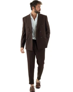 Abito Uomo Doppiopetto Viscosa Classico Sartoriale Marrone AE1201A