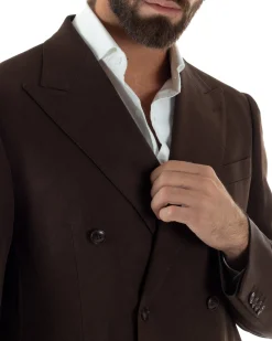 Abito Uomo Doppiopetto Viscosa Classico Sartoriale Marrone AE1201A