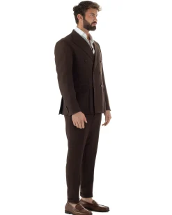Abito Uomo Doppiopetto Viscosa Classico Sartoriale Marrone AE1201A
