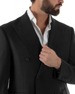 Abito Uomo Doppiopetto Viscosa Classico Sartoriale Nero AE1203A