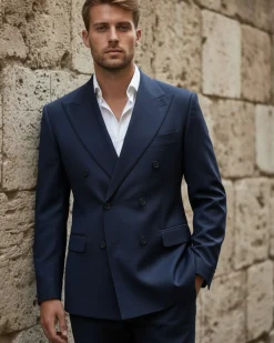 Abito Uomo Doppiopetto Viscosa Classico Sartoriale Blu AE1200A