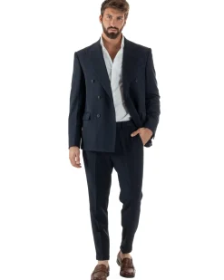 Abito Uomo Doppiopetto Viscosa Classico Sartoriale Blu AE1200A