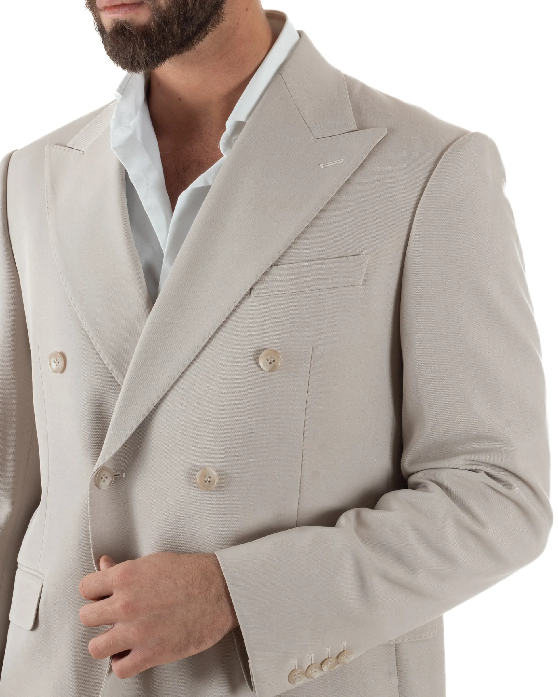 Abito Uomo Doppiopetto Viscosa Classico Sartoriale Beige AE1202A
