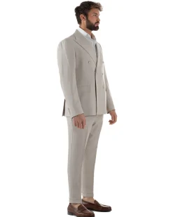 Abito Uomo Doppiopetto Viscosa Classico Sartoriale Beige AE1202A