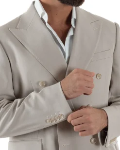 Abito Uomo Doppiopetto Viscosa Classico Sartoriale Beige AE1202A
