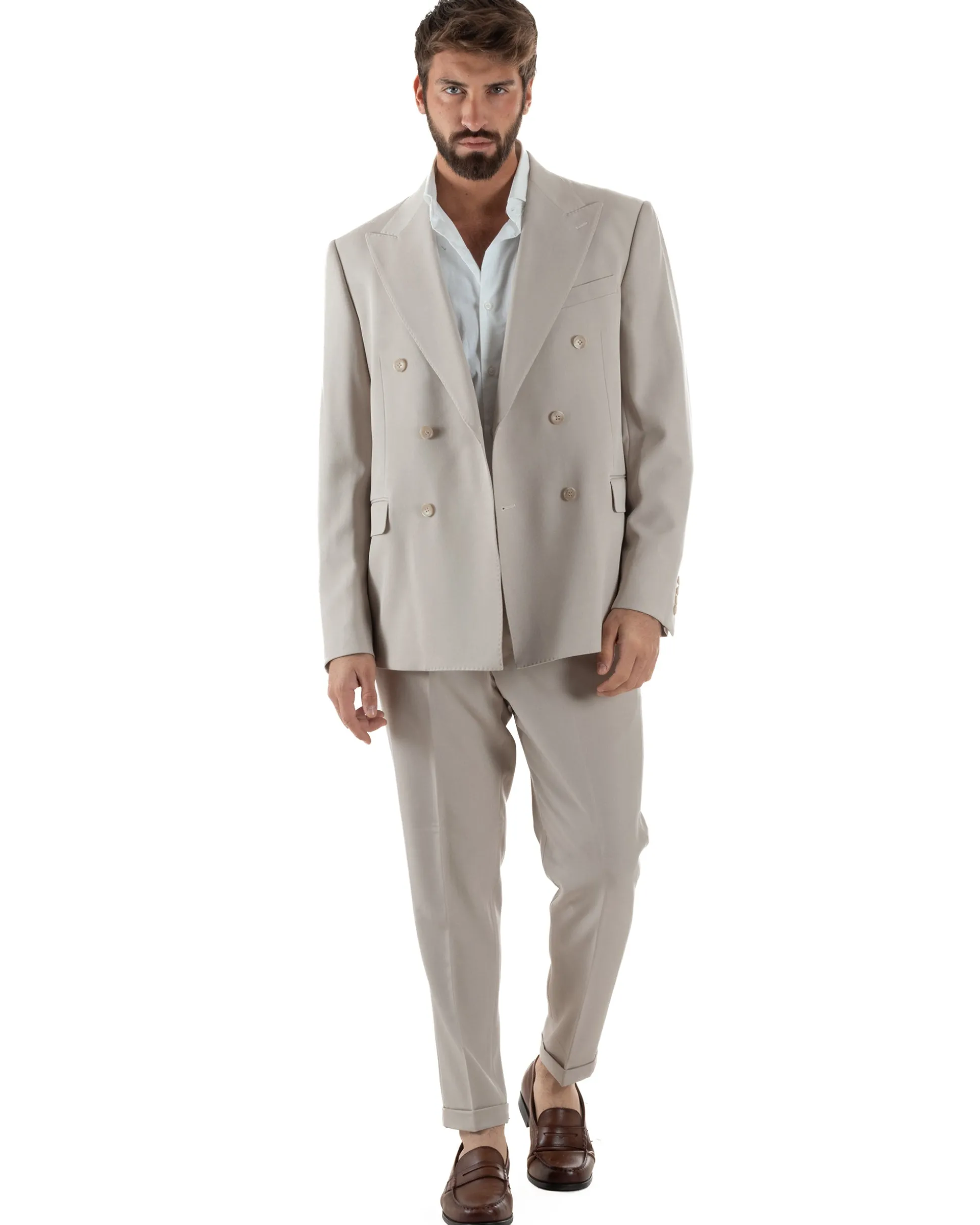 Abito Uomo Doppiopetto Viscosa Classico Sartoriale Beige AE1202A