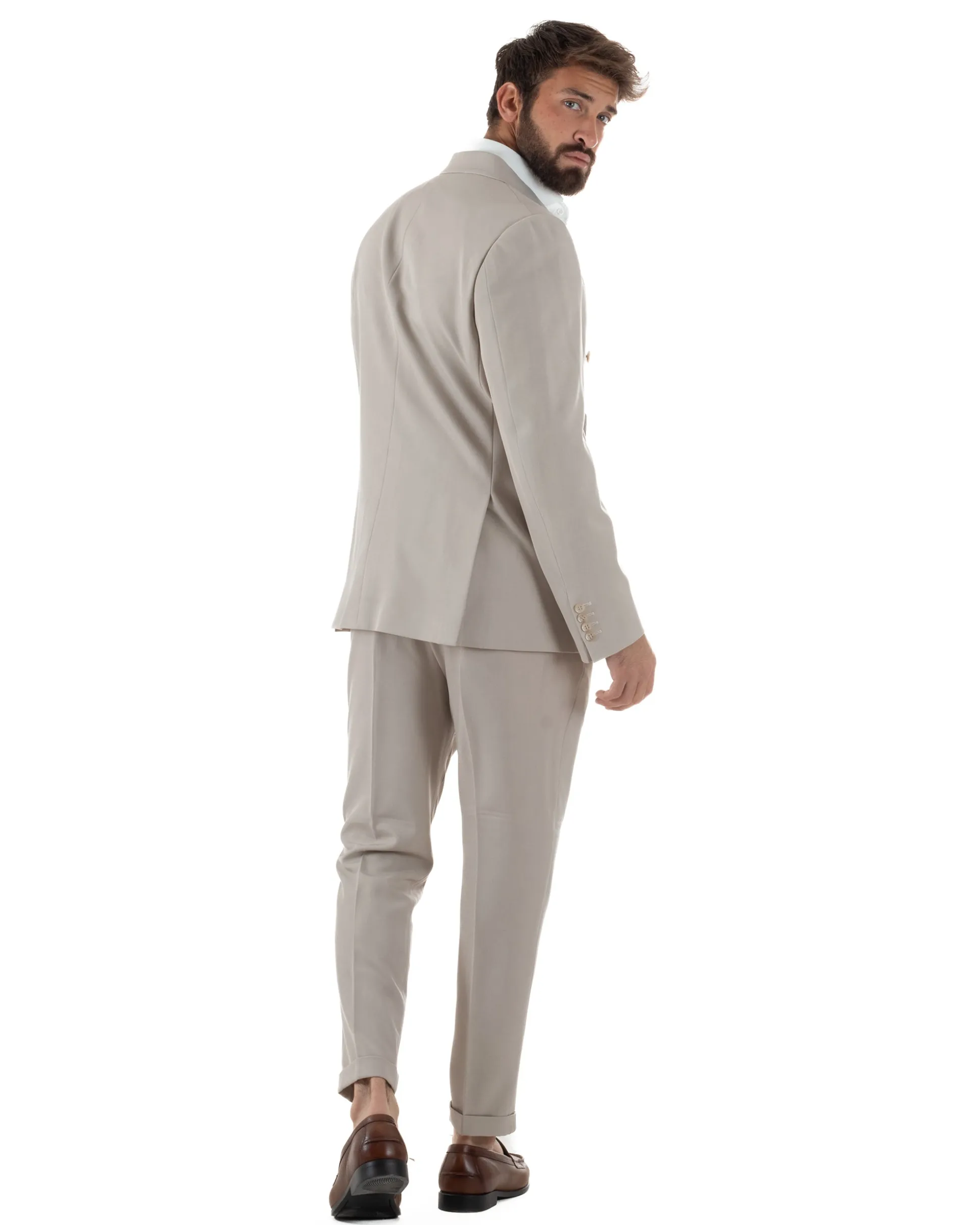 Abito Uomo Doppiopetto Viscosa Classico Sartoriale Beige AE1202A