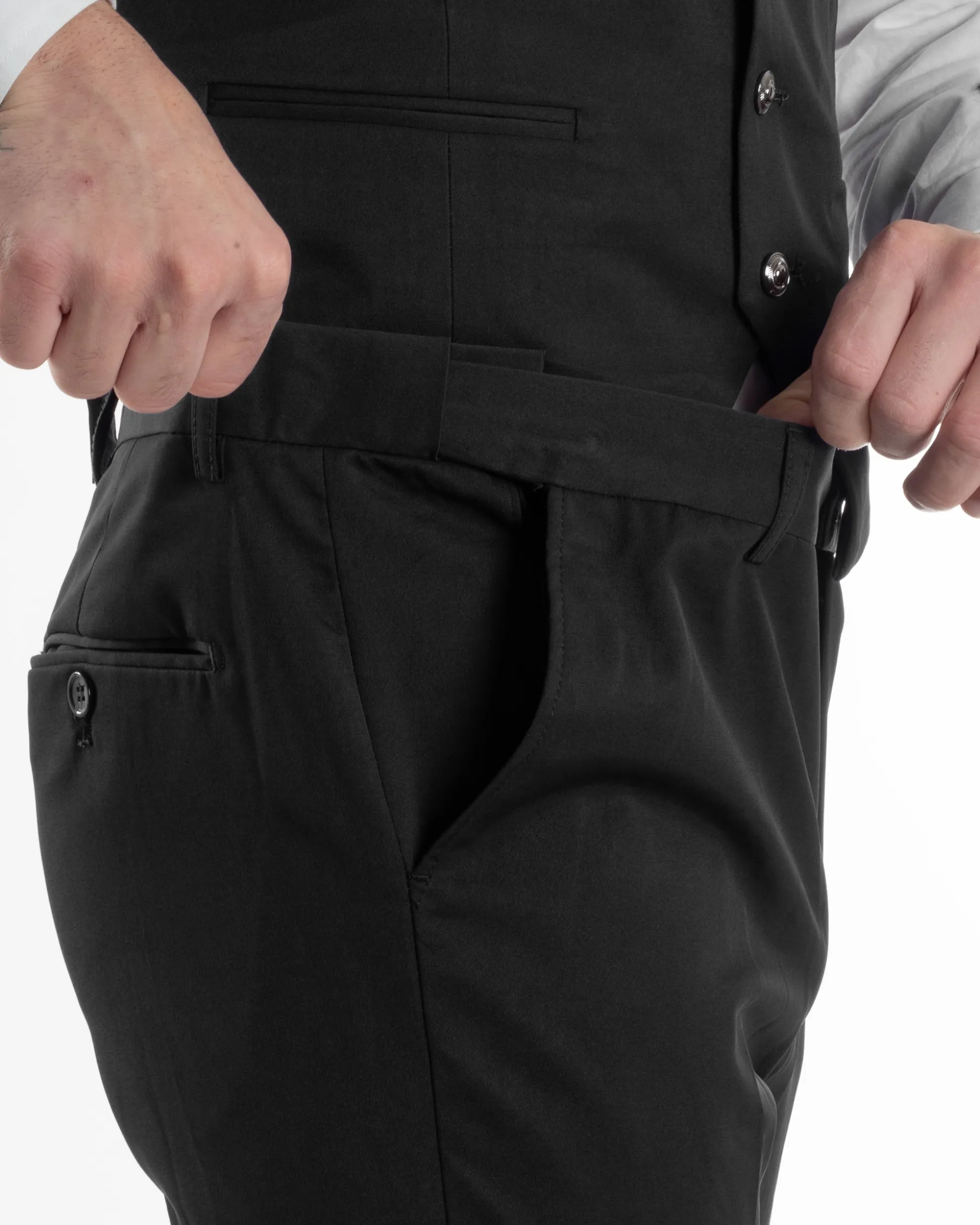 Abito Uomo Monopetto Cerimonia Rever Raso Lucido Vestito 3 Pezzi Panciotto Completo Sposo Panciotto Plastron Nero AE1143A