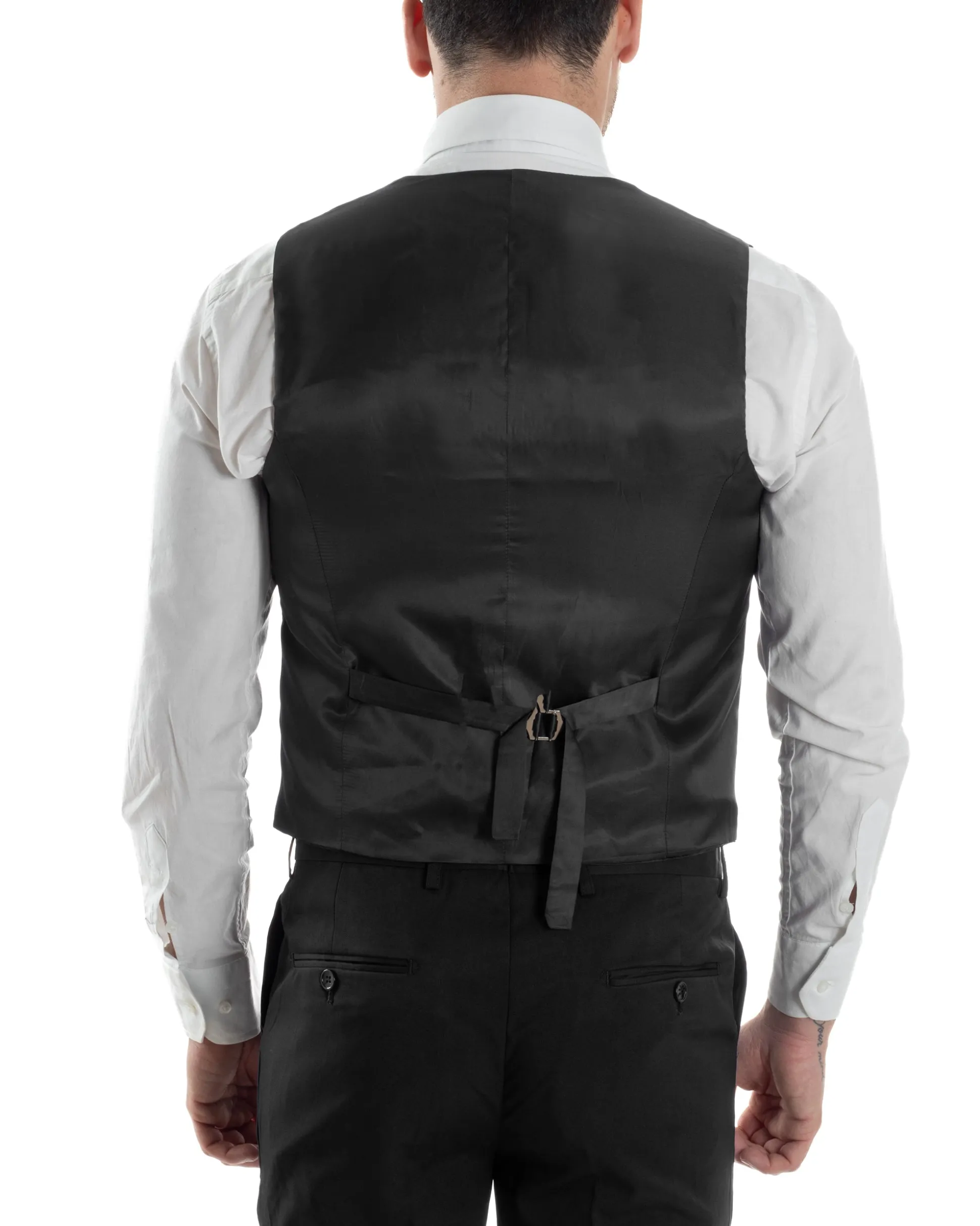 Abito Uomo Monopetto Cerimonia Rever Raso Lucido Vestito 3 Pezzi Panciotto Completo Sposo Panciotto Plastron Nero AE1143A