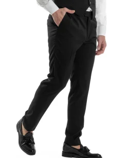 Abito Uomo Monopetto Cerimonia Rever Raso Lucido Vestito 3 Pezzi Panciotto Completo Sposo Panciotto Plastron Nero AE1143A