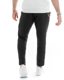Abito Uomo Monopetto Completo Lino Sartoriale Giacca Pantaloni Nero GIOSAL-OU2325A